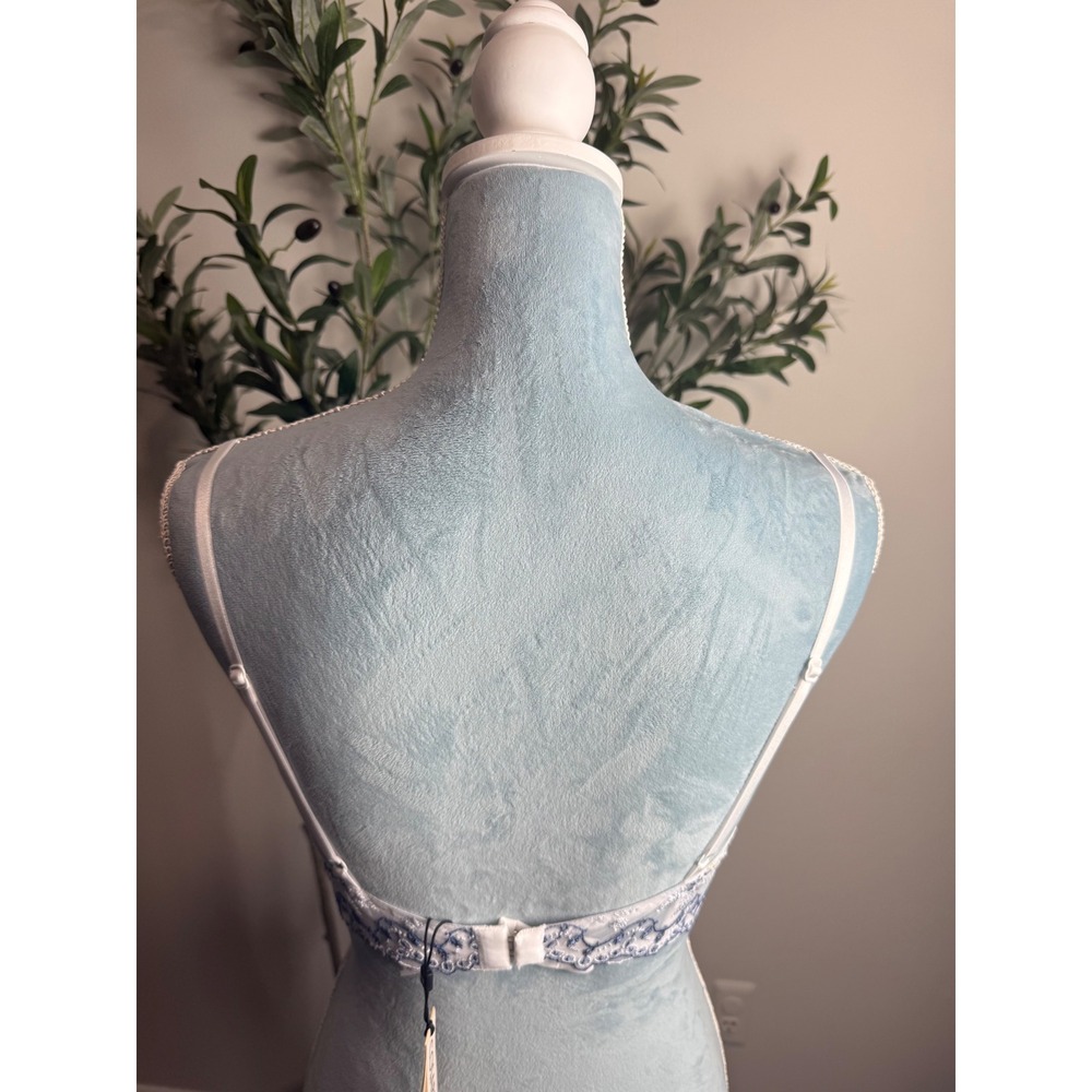 Cosabella Floral Embroidered Sheer Mesh Underwire Bra Blue White Scalloped 34C - Picture 9 of 11